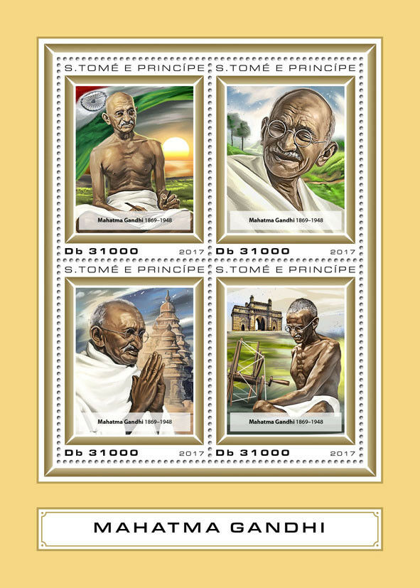 Sao Tome & Principe 2017 MNH Mahatma Gandhi 4v M/S Famous People Stamps