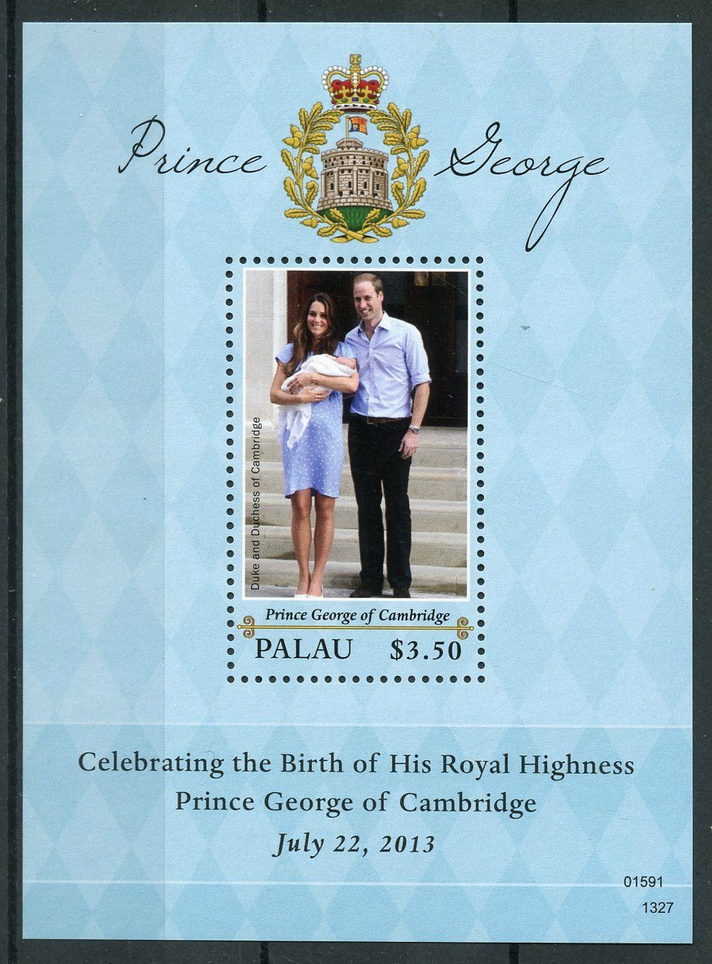 Palau 2013 MNH Prince George Royal Baby William & Kate 1v S/S Royalty Stamps