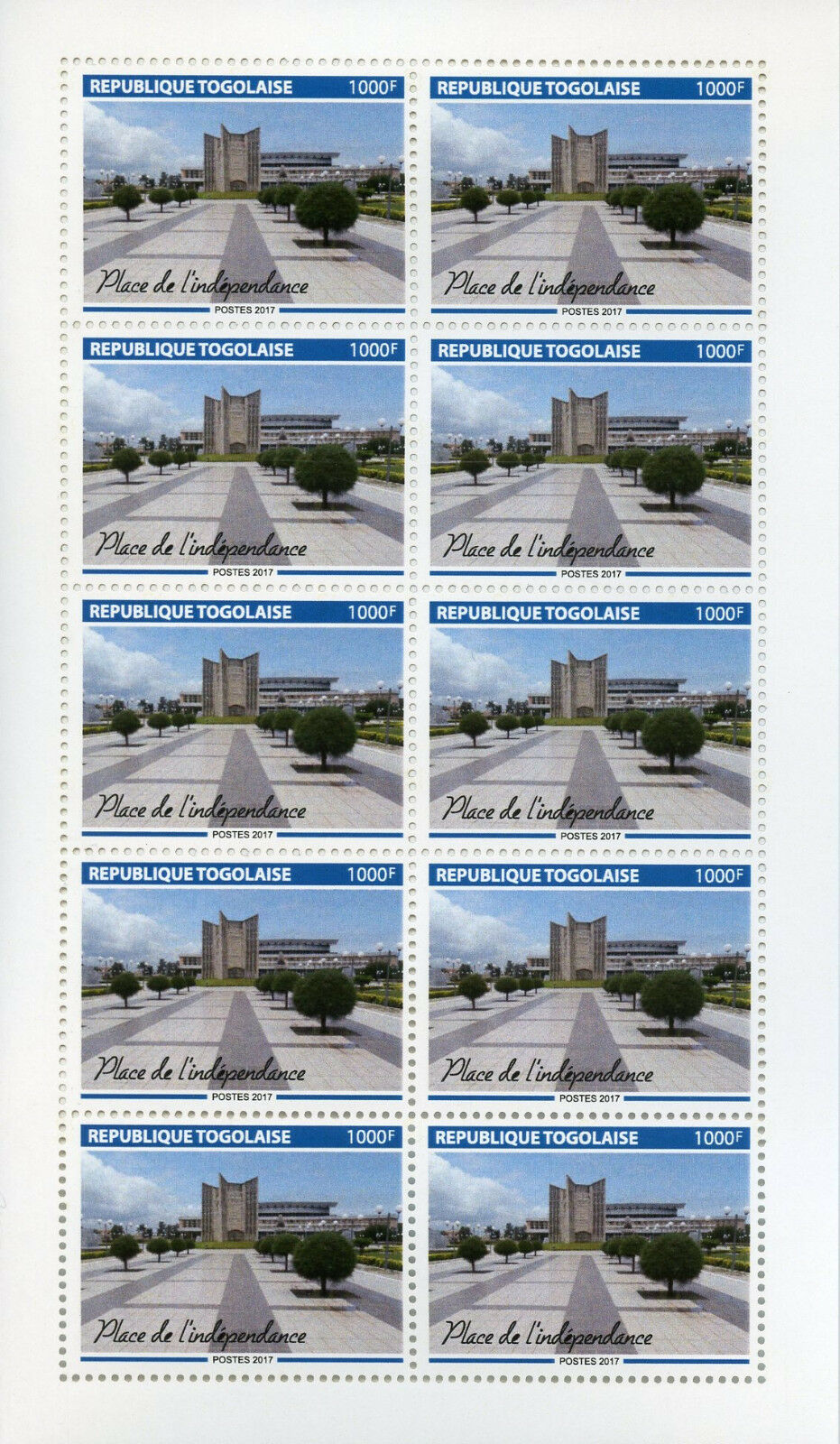 Togo 2017 MNH Independence Square 10v M/S Architecture Tourism Stamps