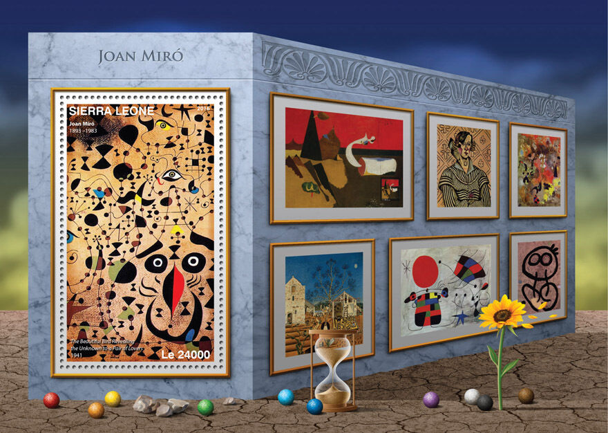Sierra Leone 2016 MNH Joan Miro 1v S/S Beautiful Bird Pair of Lovers Art Stamps