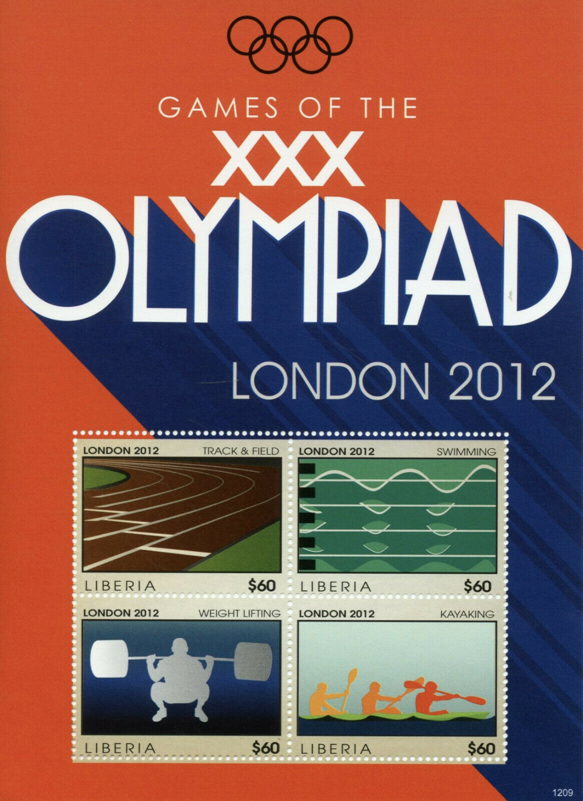 Liberia 2012 Olympics Stamps MNH London Games Track Field Swimming Sports 4v M/S