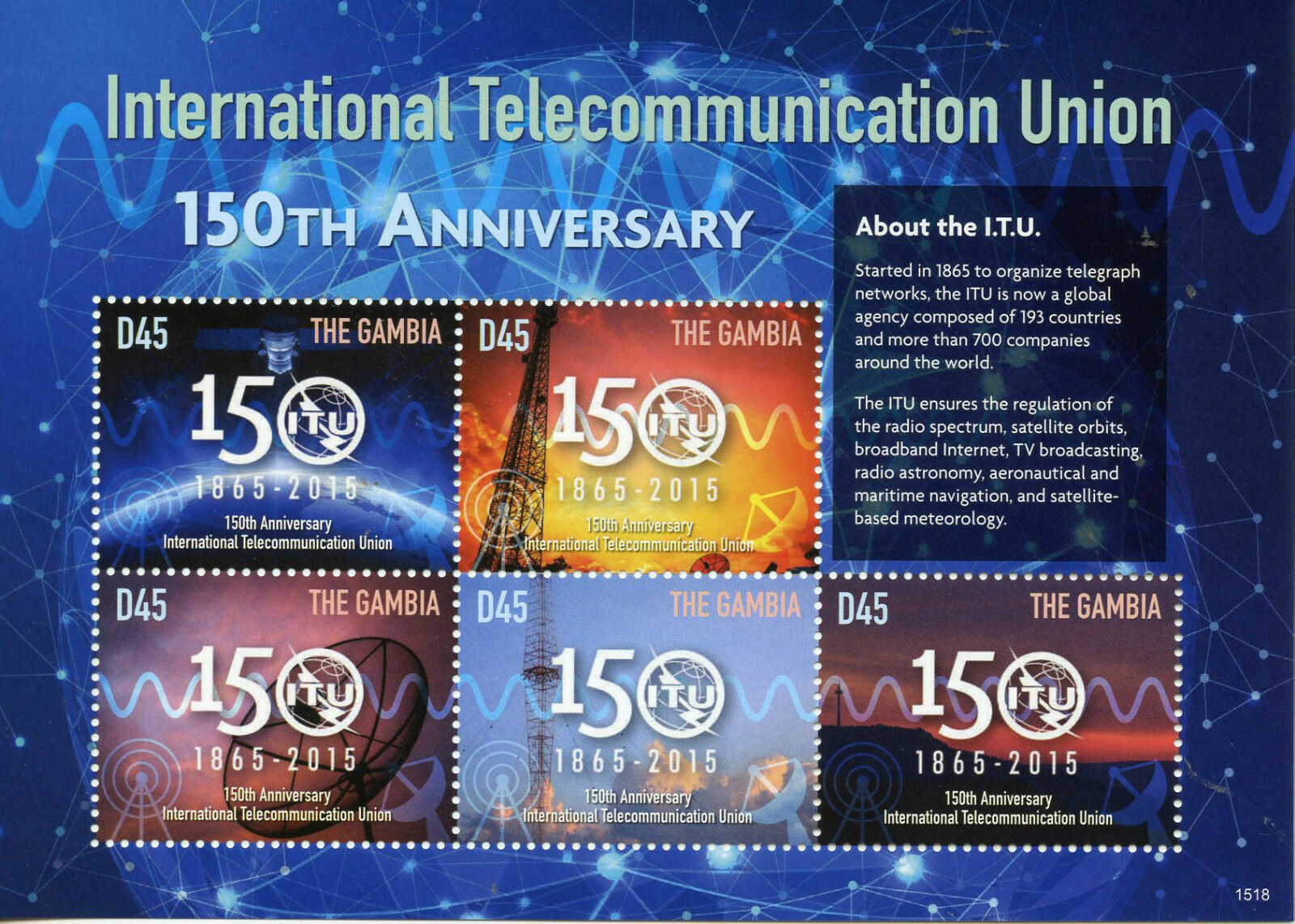 Gambia 2015 MNH Organizations Stamps International Telecommunication Union ITU 150th Anniv 5v M/S