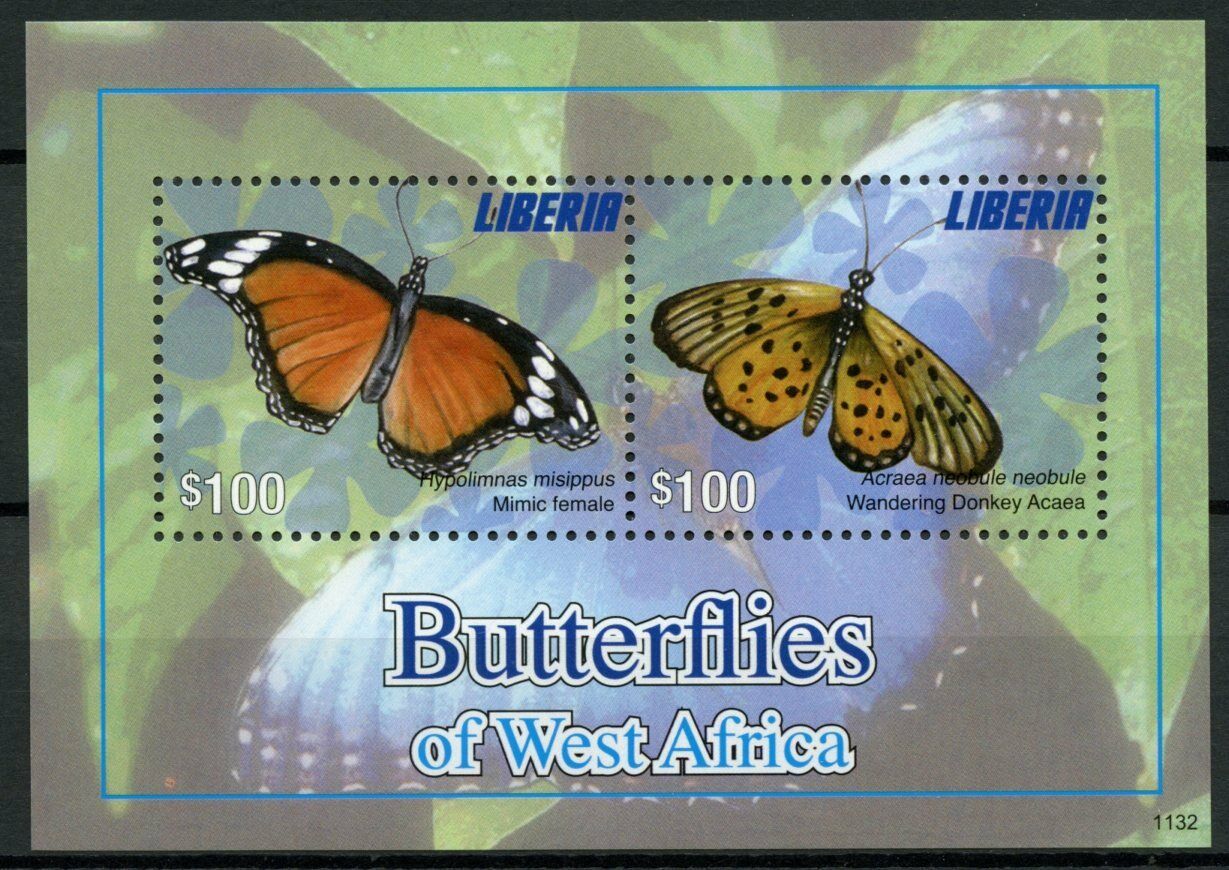 Liberia 2011 MNH Butterflies of West Africa Stamps Mimic Butterfly 2v S/S