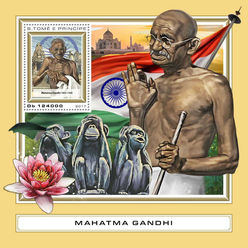 Sao Tome & Principe 2017 MNH Mahatma Gandhi Stamps Famous People 1v S/S