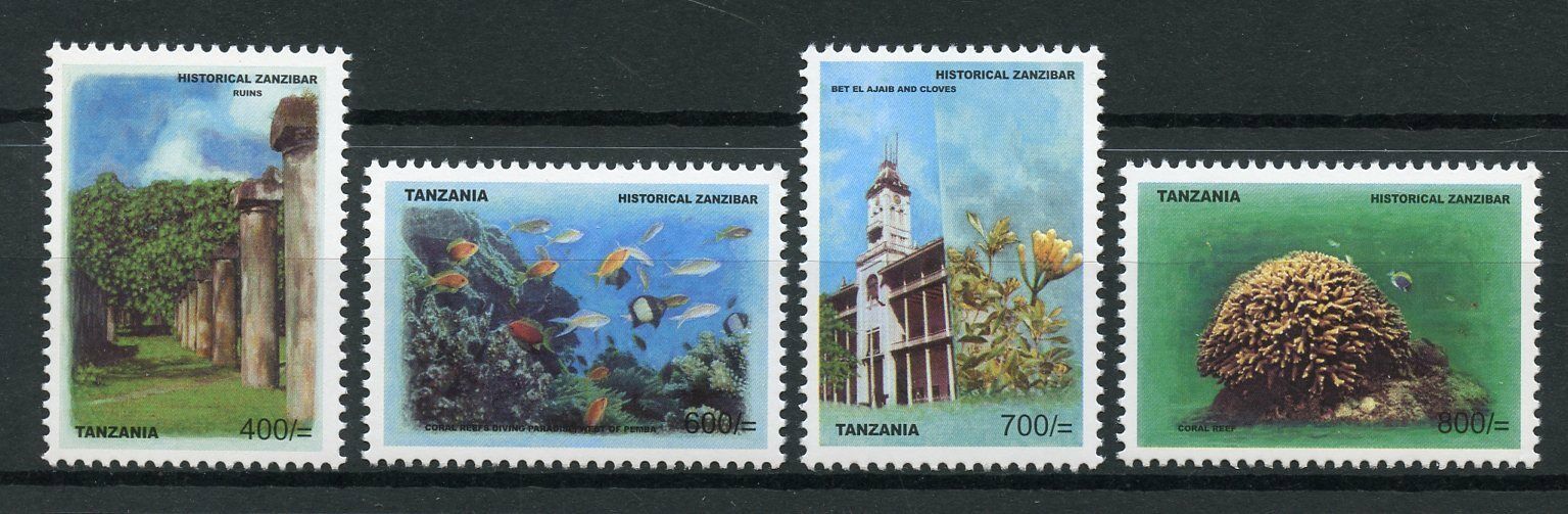 Tanzania Fish Stamps 2007 MNH Historical Zanzibar Ruins Marine Coral Reef 4v Set