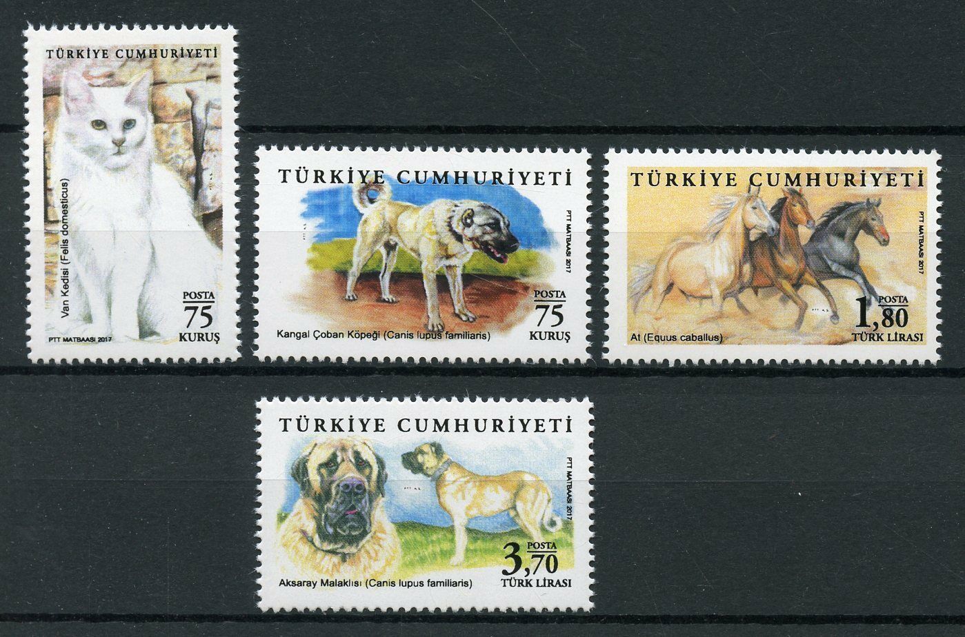 Turkey 2017 MNH Domestic Animals Cats Dogs Horses 4v Set Stamps