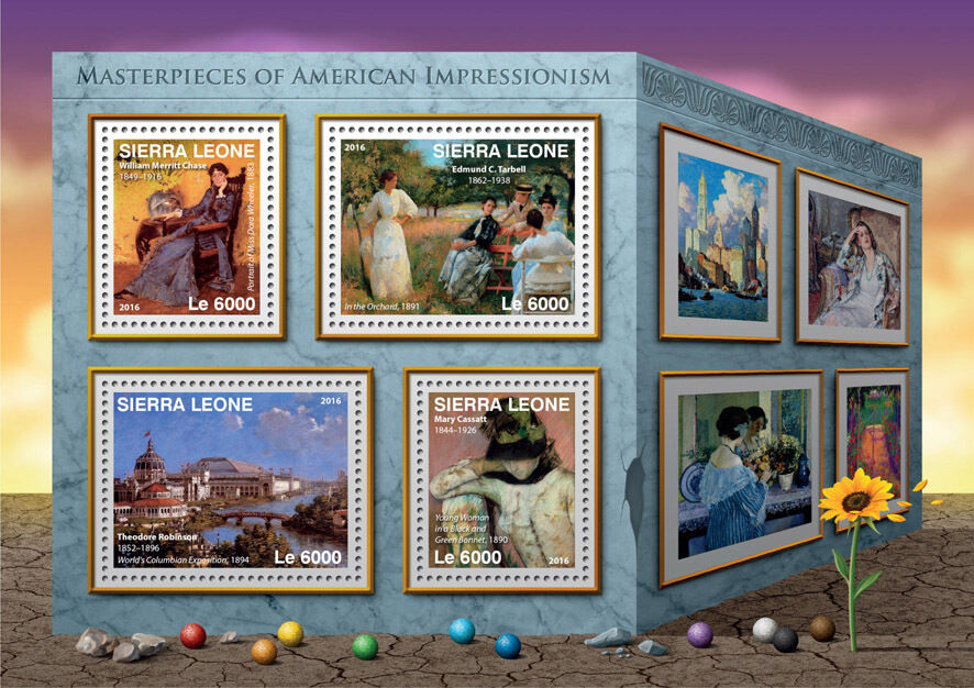 Sierra Leone 2016 MNH American Impressionism 4v M/S Merritt Chase Art Stamps