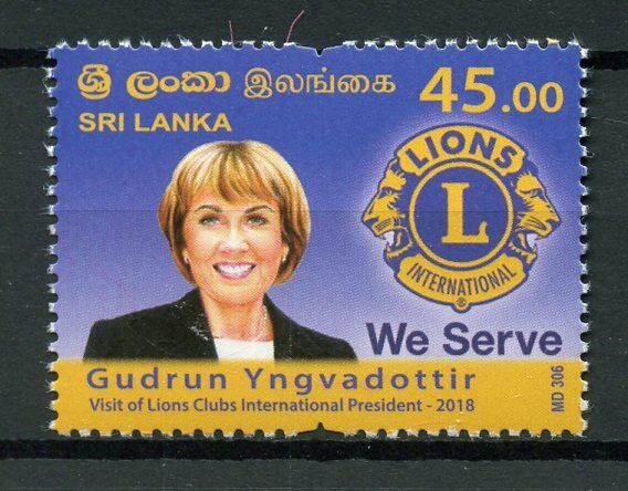 Sri Lanka 2018 MNH Lions Club International Gudrun Yngvadottir 1v Set Stamps