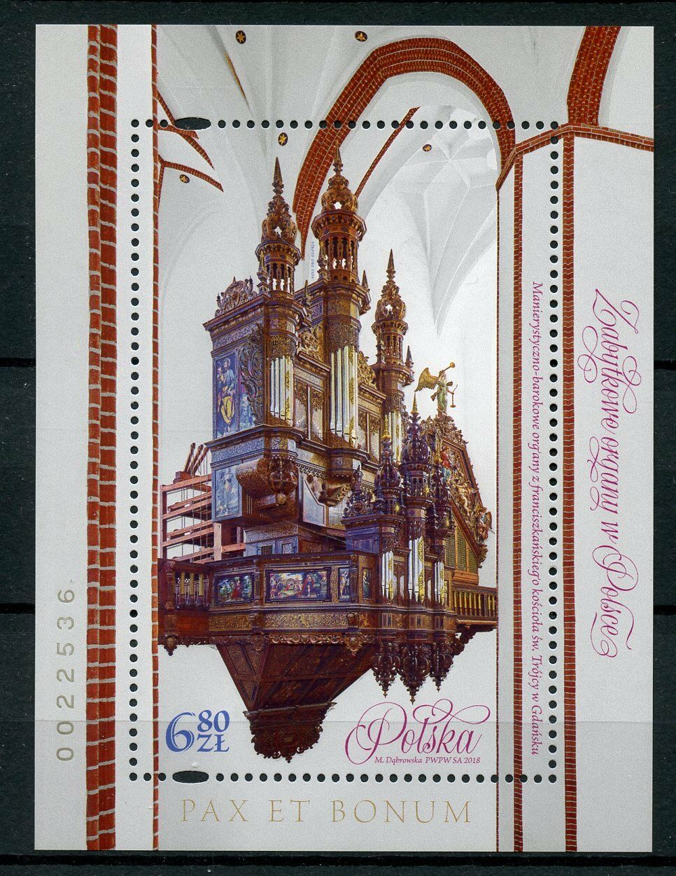 Poland 2018 MNH Historic Organs 1v M/S Music Musical Instruments Stamps