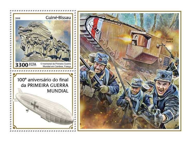 Guinea-Bissau Military Stamps 2018 MNH WWI WW1 End of World War I Tanks 1v S/S