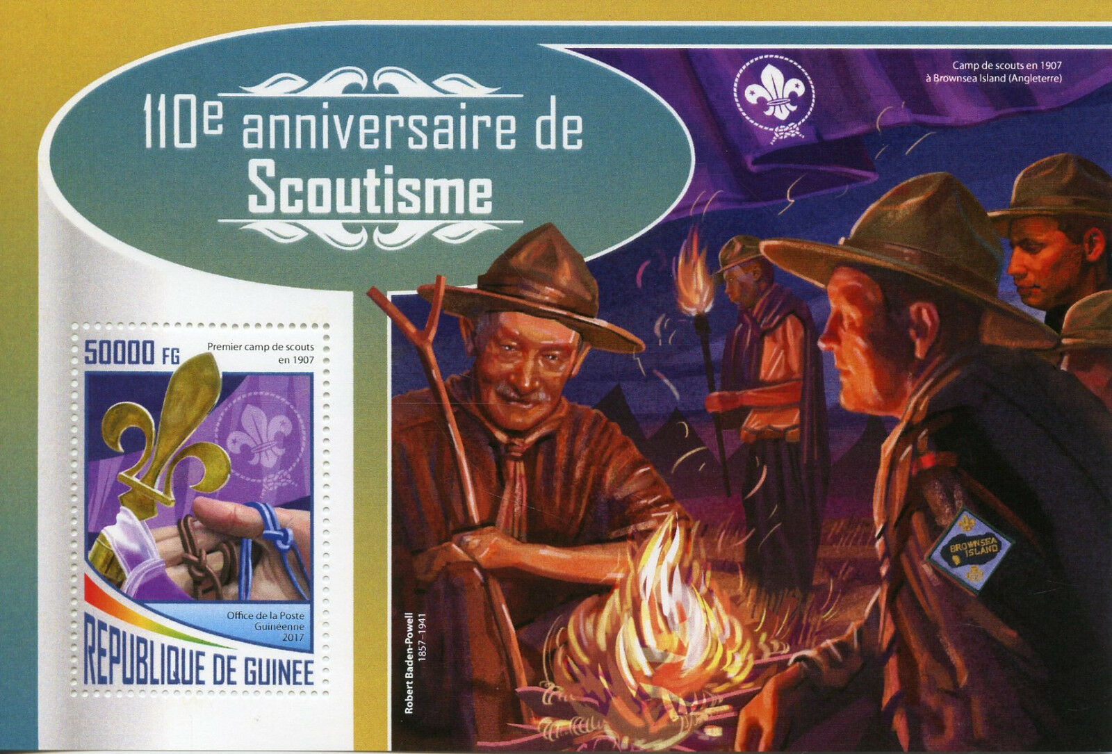 Guinea 2017 MNH Scouting Robert Baden-Powell 1v S/S Boy Scouts Stamps