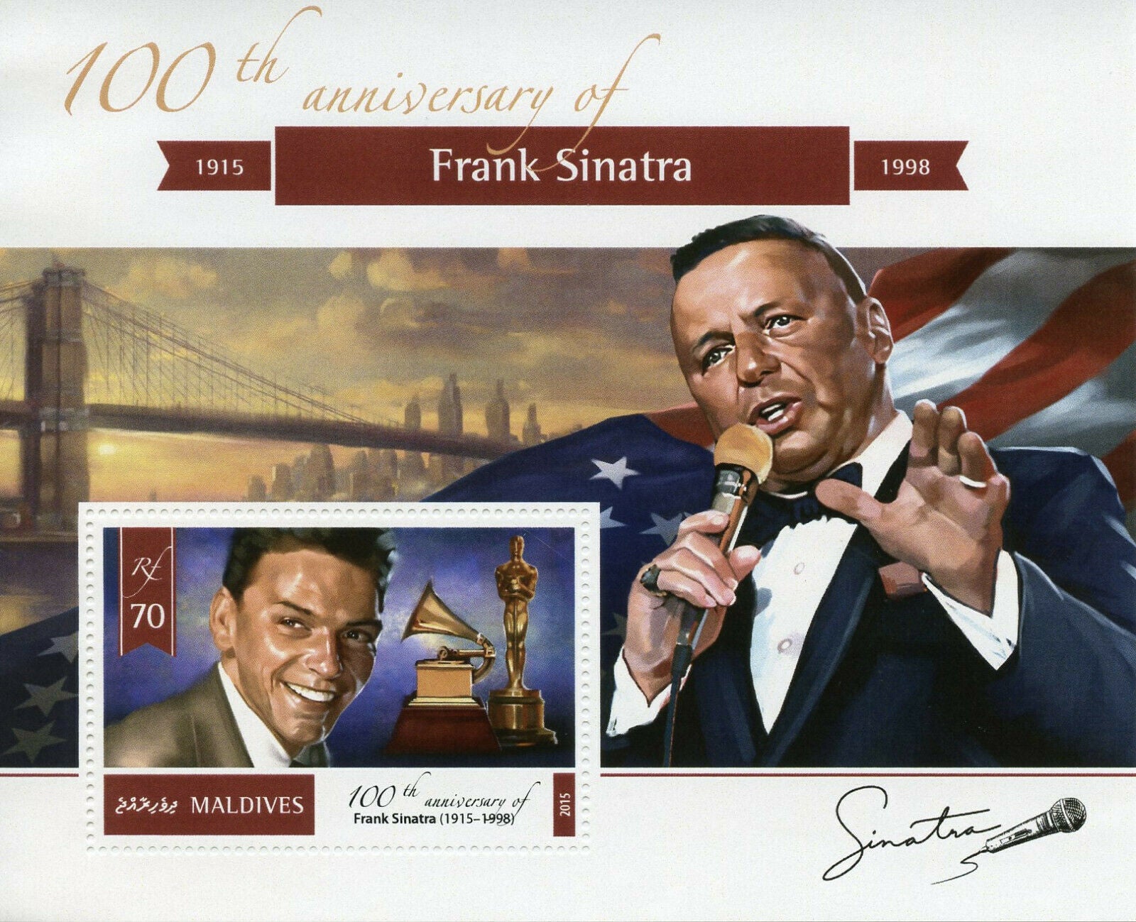 Maldives Famous People Stamps 2015 MNH Frank Sinatra Music Celebrities 1v S/S