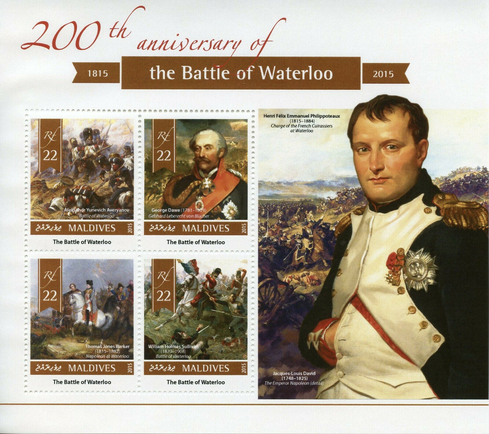 Maldives 2015 MNH Military Stamps Battle of Waterloo Napoleon People 4v M/S