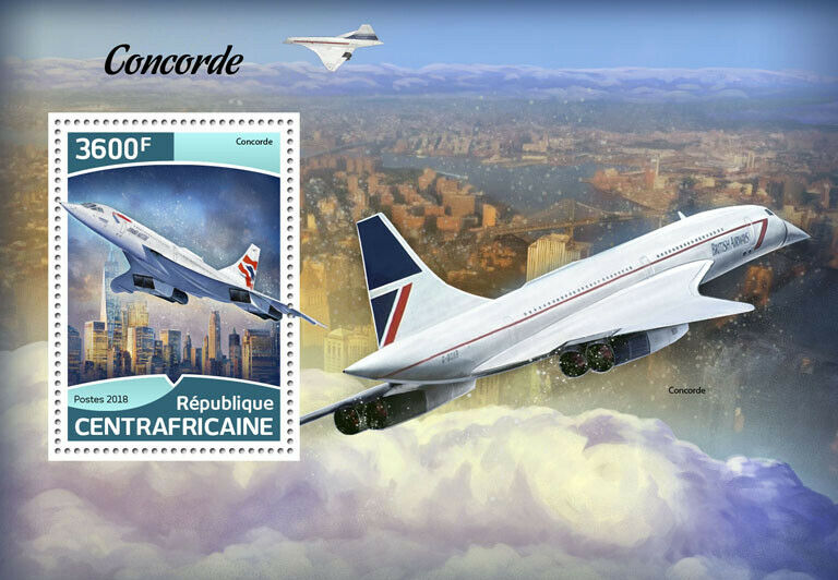 Central African Republic Concorde Stamps 2018 MNH Aviation 1v S/S
