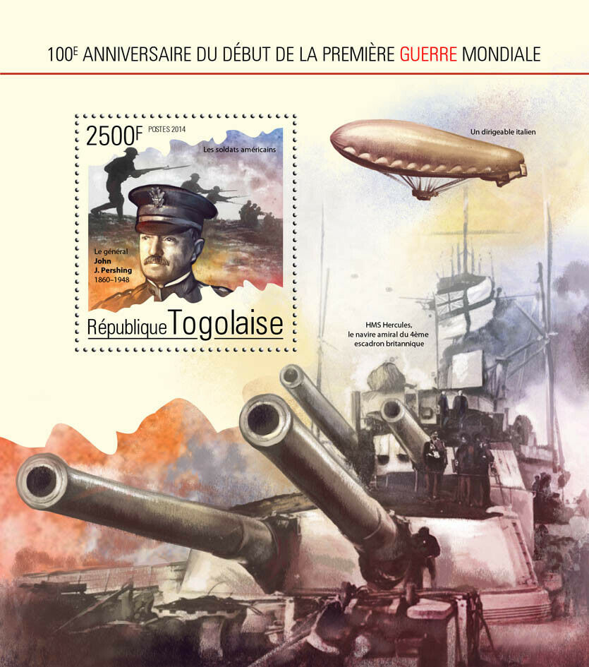 Togo Military & War Stamps 2014 MNH WWI WW1 John Pershing Airships Ships 1v S/S