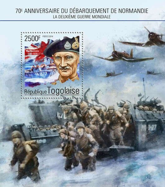 Togo Military Stamps 2014 MNH WWII WW2 D-Day Landings Normandy Montgomery 1v S/S