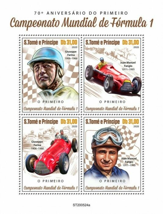Sao Tome & Principe 2020 MNH Sports Stamps F1 Formula 1 Auto Racing Farina 4v M/S