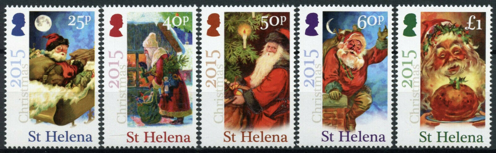 St Helena Christmas Stamps 2015 MNH Father Christmas Tree 5v Set
