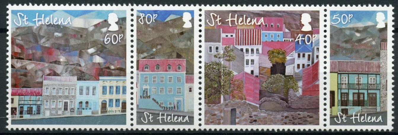 St Helena Art Stamps 2015 MNH Paintings of Main Street Jamestown 4v Set