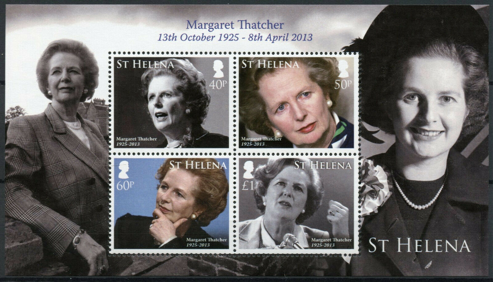 St Helena Famous People Stamps 2013 MNH Margaret Thatcher Politicians 4v M/S