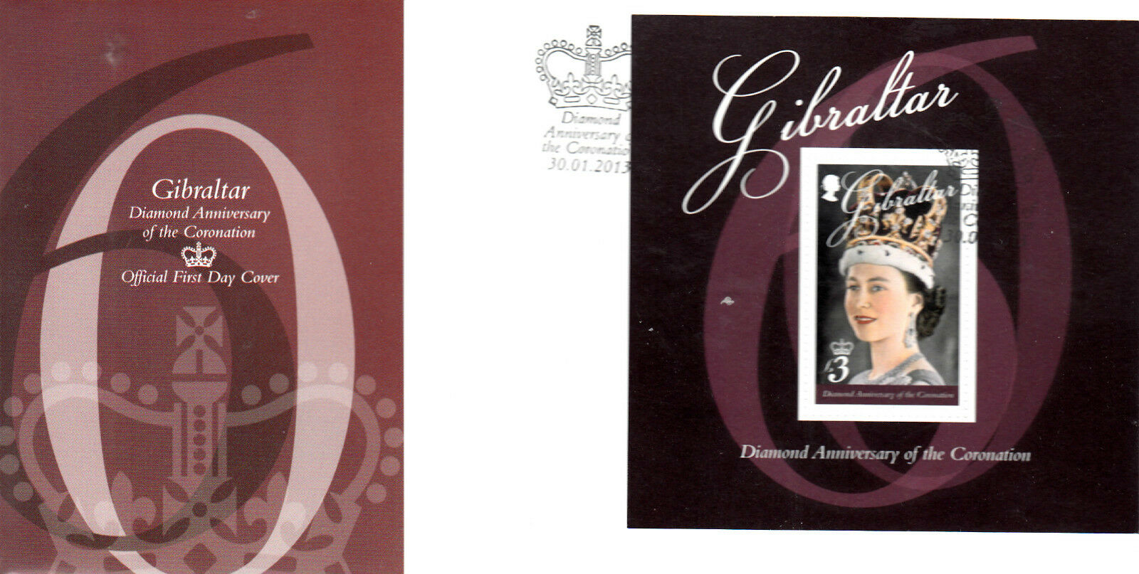 Gibraltar 2013 FDC Diamond Anniv Coronation Queen Elizabeth II 1v S/S Cover