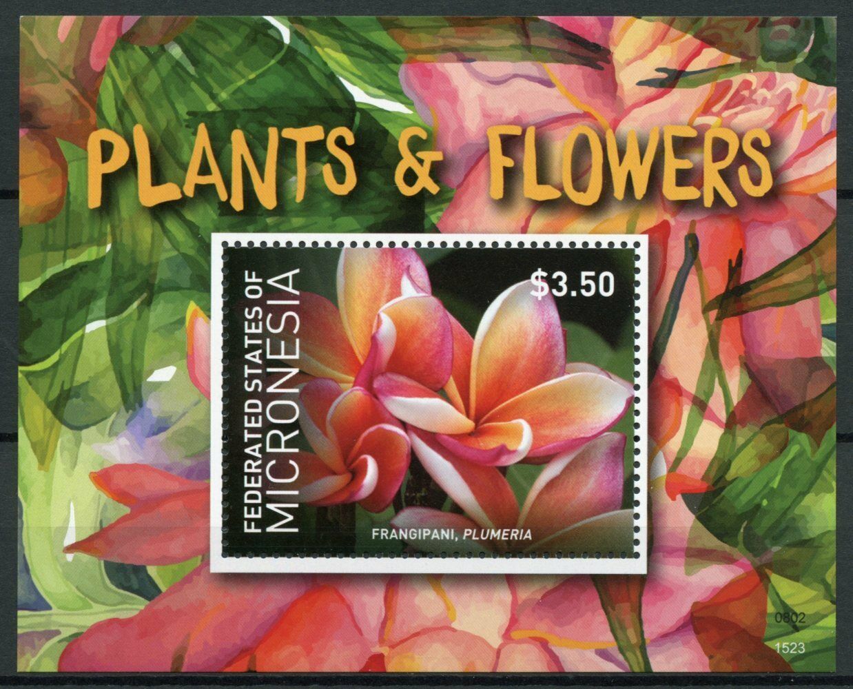 Micronesia Plants & Flowers Stamps 2015 MNH Frangipani Plumeria Flora 1v S/S