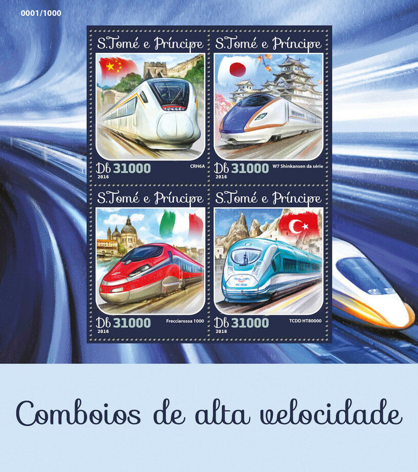 Sao Tome & Principe 2016 MNH High-Speed Trains Shinkansen CRH6A 4v M/S Stamps