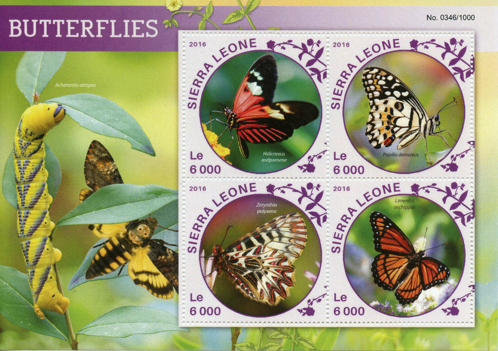 Sierra Leone 2016 MNH Butterflies Stamps Viceroy Postman Butterfly 4v M/S