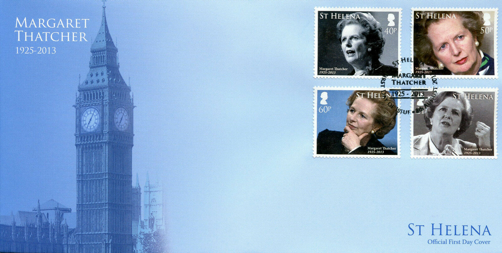 St Helena Famous People Stamps 2013 FDC Margaret Thatcher Big Ben 4v Set