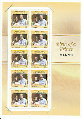 Australia 2013 MNH Birth of Prince 10v Sheet George Royal Baby William Kate