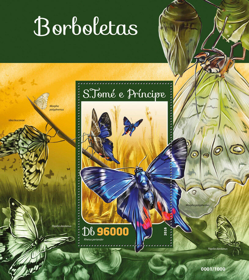 Sao Tome & Principe 2016 MNH Butterflies Stamps Butterfly 1v S/S