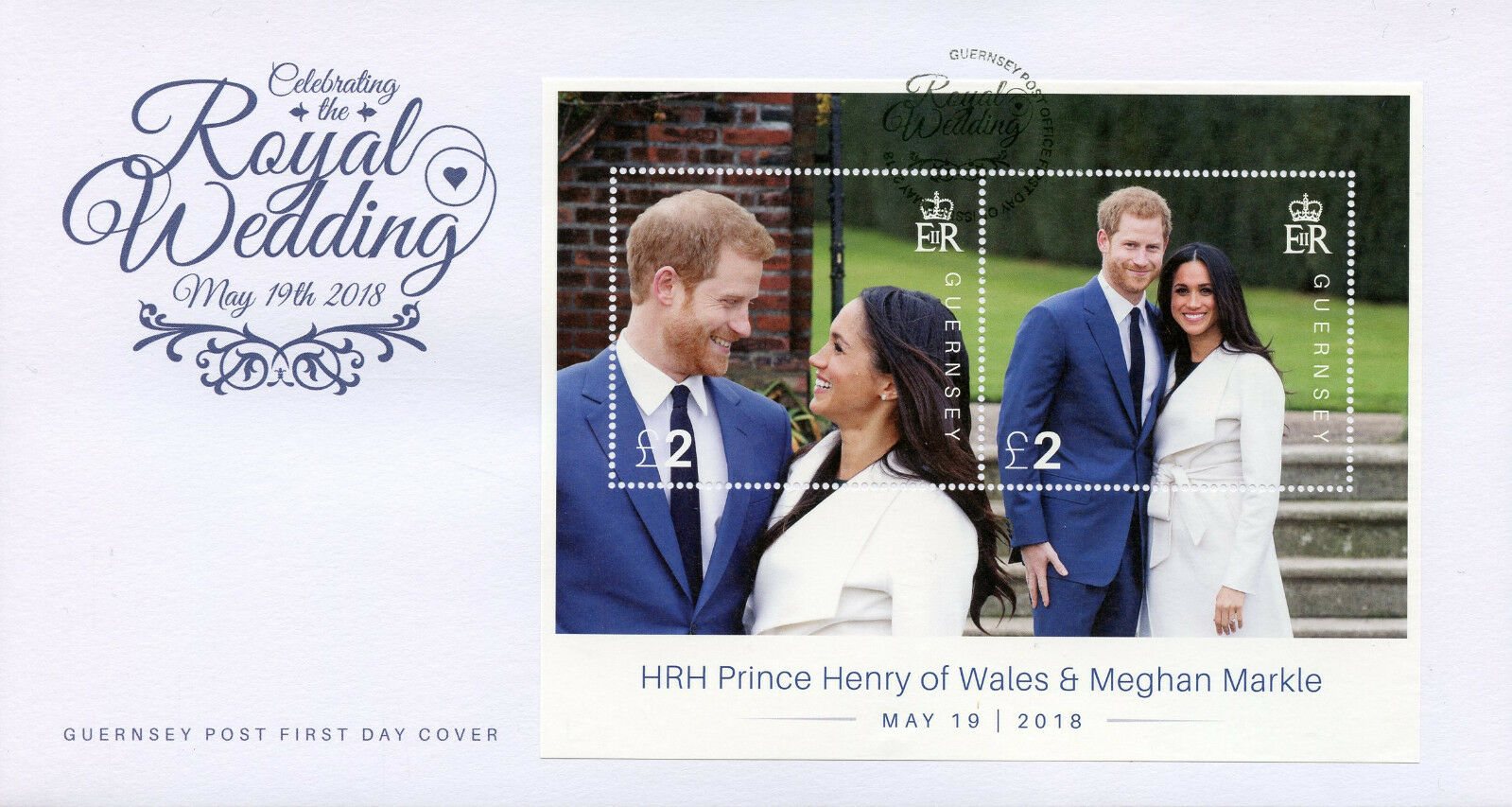 Guernsey 2018 FDC Prince Harry & Meghan Royal Wedding 2v M/S Cover Stamps
