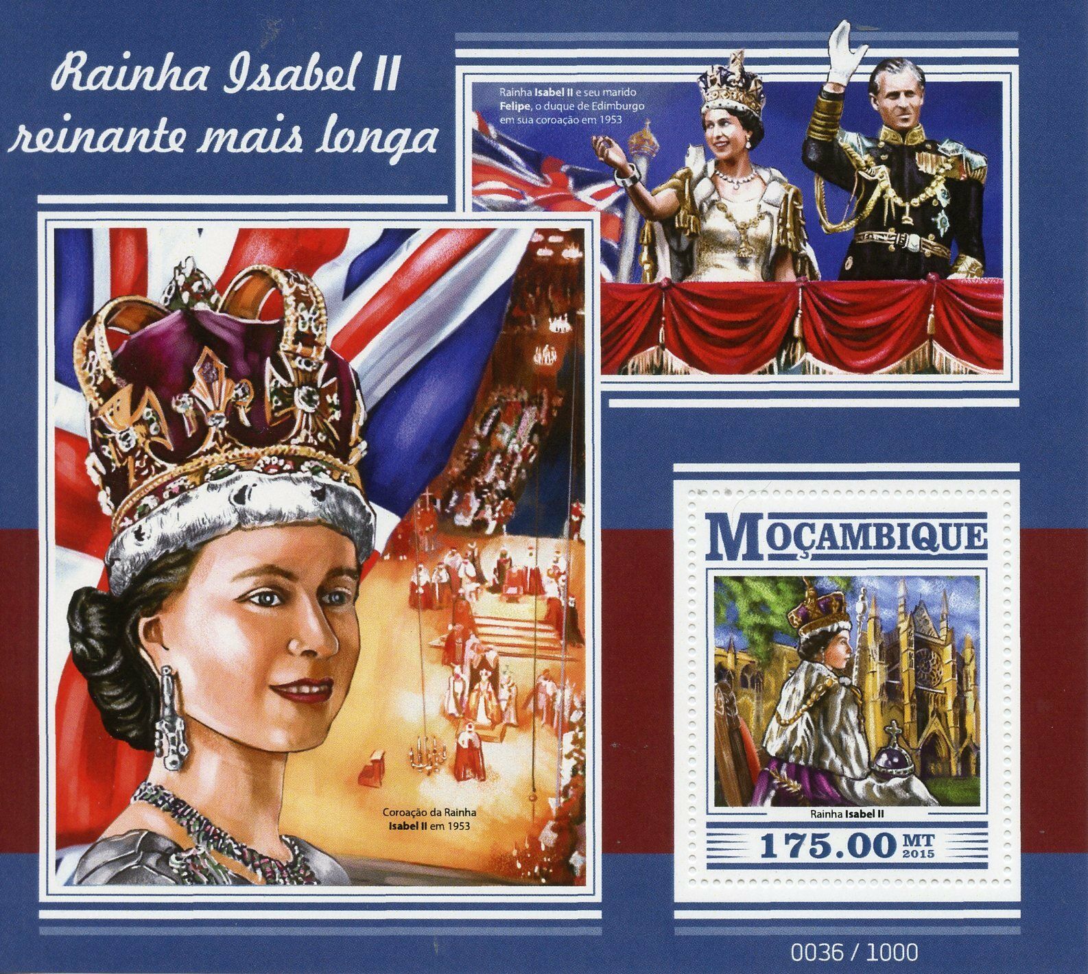 Mozambique 2015 MNH Queen Elizabeth II Longest Reigning Monarch 1v S/S Stamps