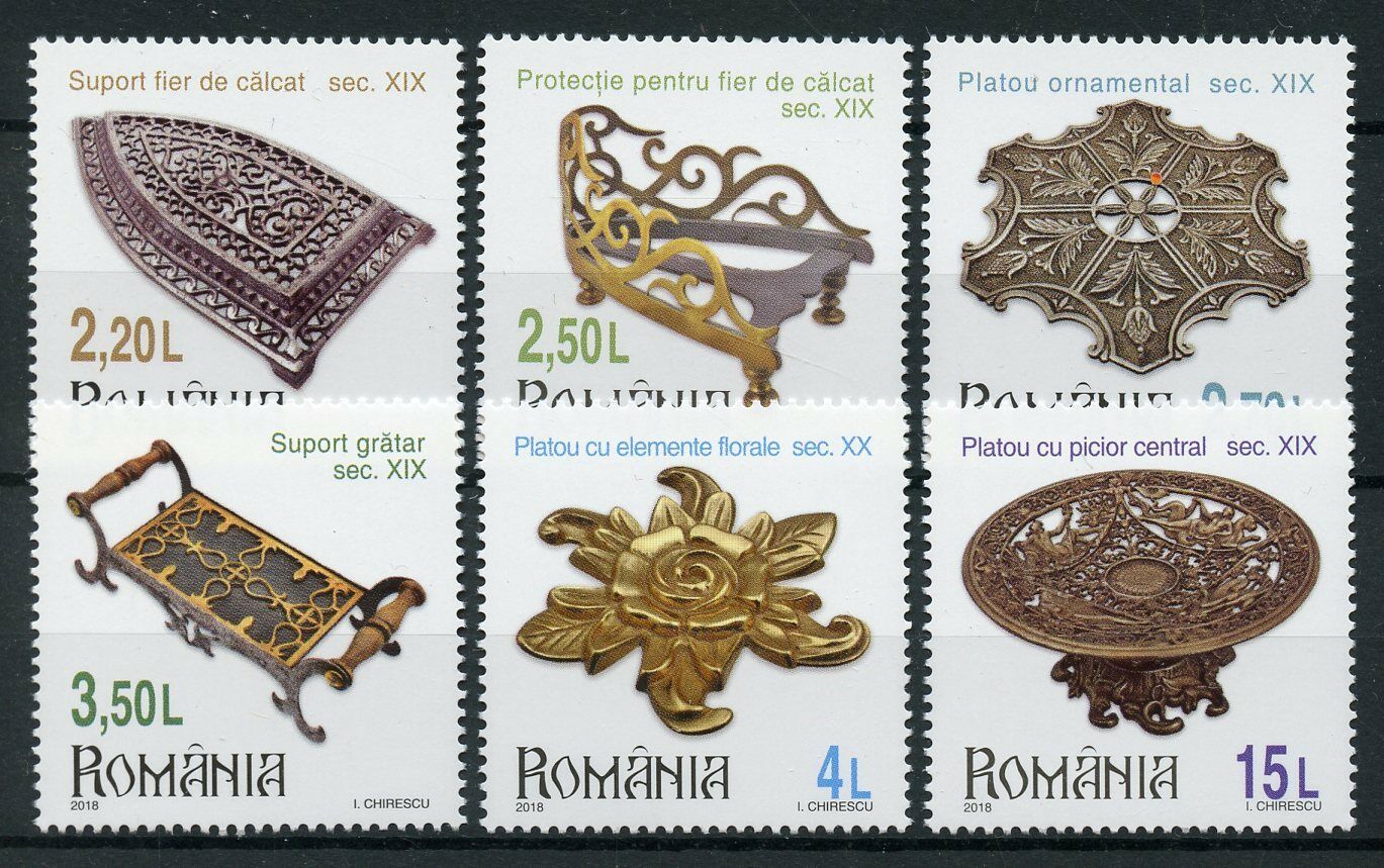 Romania 2018 MNH Museum Collections Plateaus & Trivets 6v Set Artefacts Stamps
