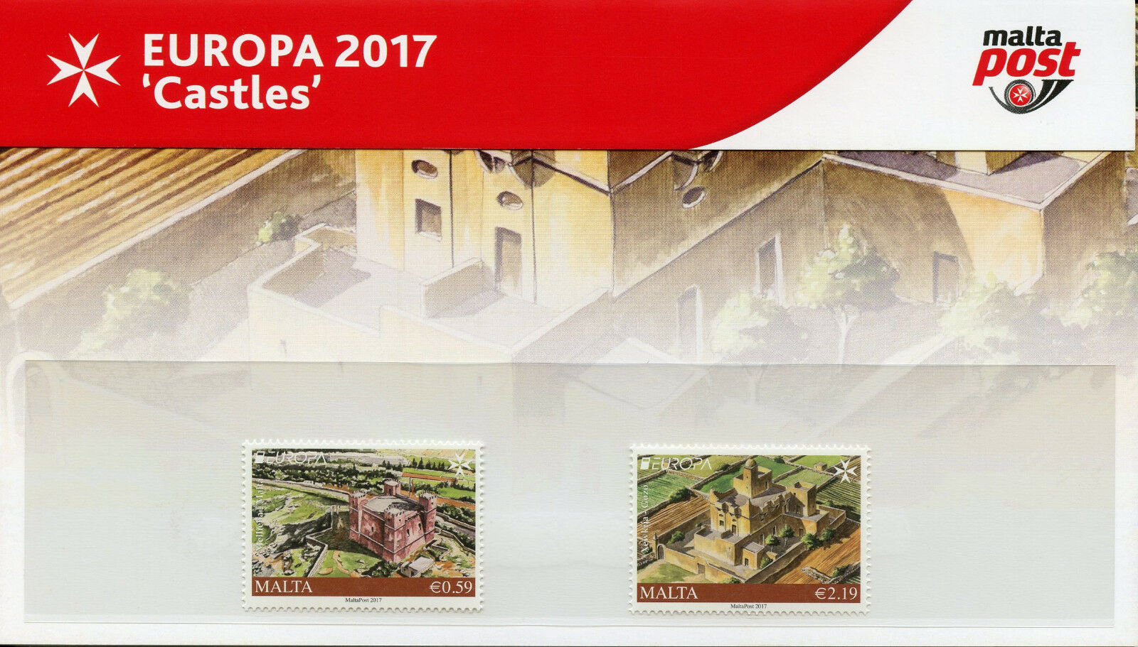 Malta 2017 MNH Castles Europa Castle 2v Set Pres Pack Architecture Stamps
