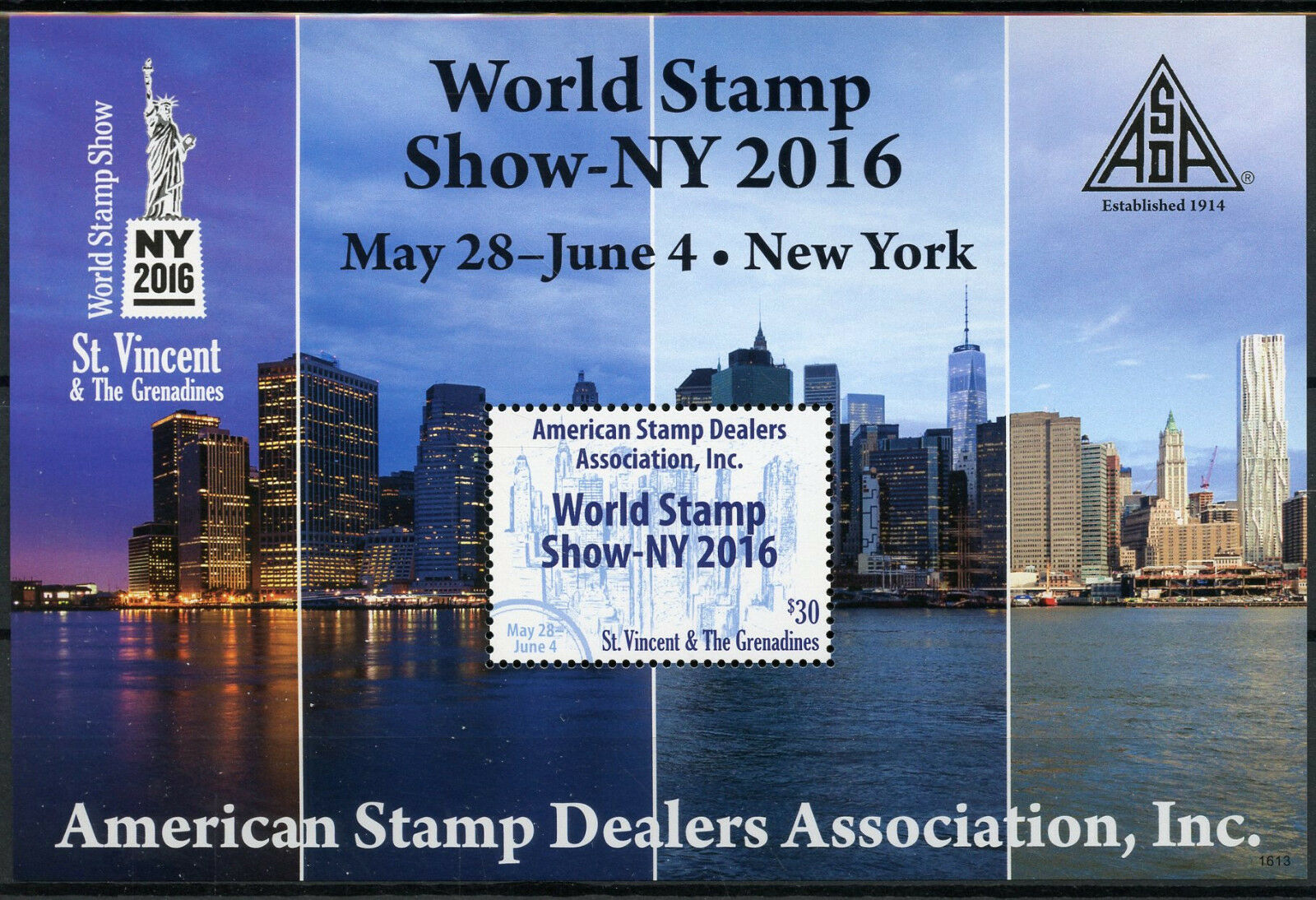 St Vincent & Grenadines 2016 MNH World Stamp Show NY2016 ASDA 1v S/S Skyscrapers