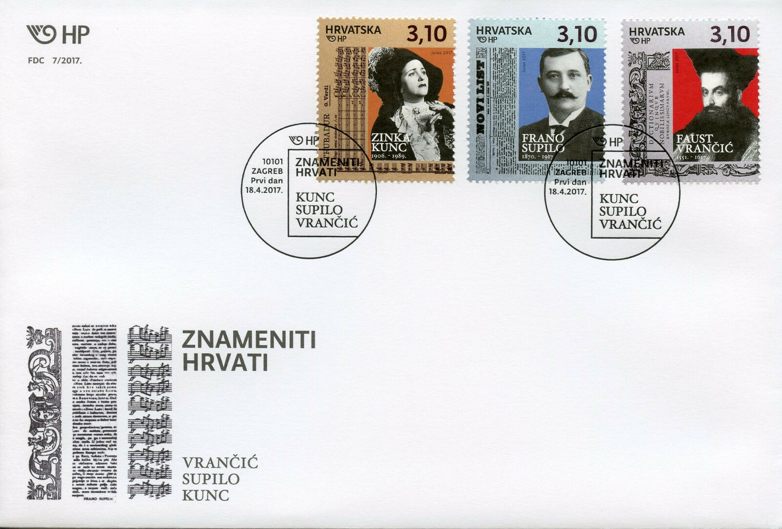 Croatia 2017 FDC Famous Croats Frano Supilo Faust Vrancic 3v Set Cover Stamps