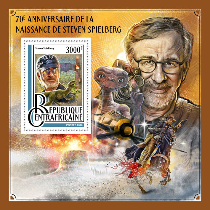 Central African Rep 2016 MNH Steven Spielberg 70th 1v SS Jurassic Park ET Stamps