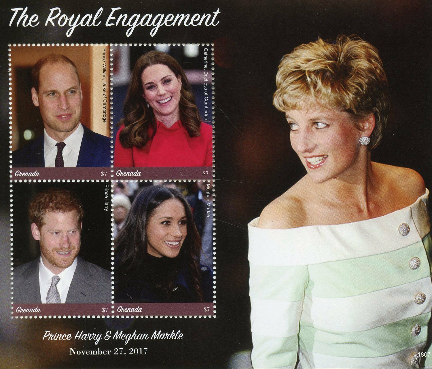 Grenada 2018 MNH Prince Harry & Meghan Engagement William 4v M/S Royalty Stamps
