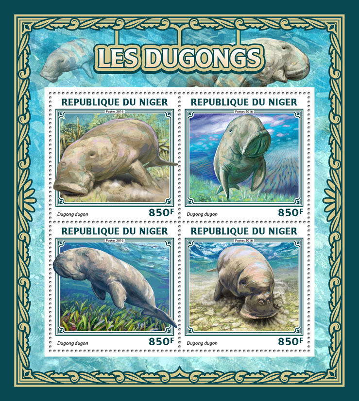 Niger 2016 MNH Dugongs 4v M/S Marine Mammals Wild Animals Stamps