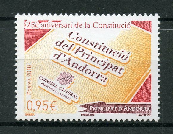 French Andorra 2018 MNH Constitution 25 Years 1v Set Politics Stamps