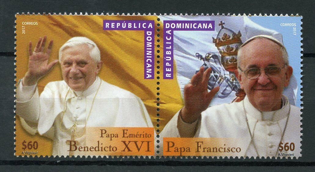Dominican Republic 2016 MNH Pope Francis & Benedict XVI 2v Set Popes Stamps