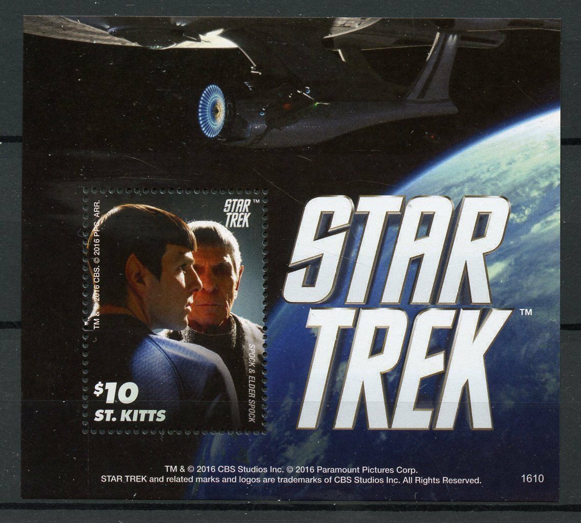 St Kitts 2016 MNH Star Trek 1v S/S Spock & Elder Spock Stamps