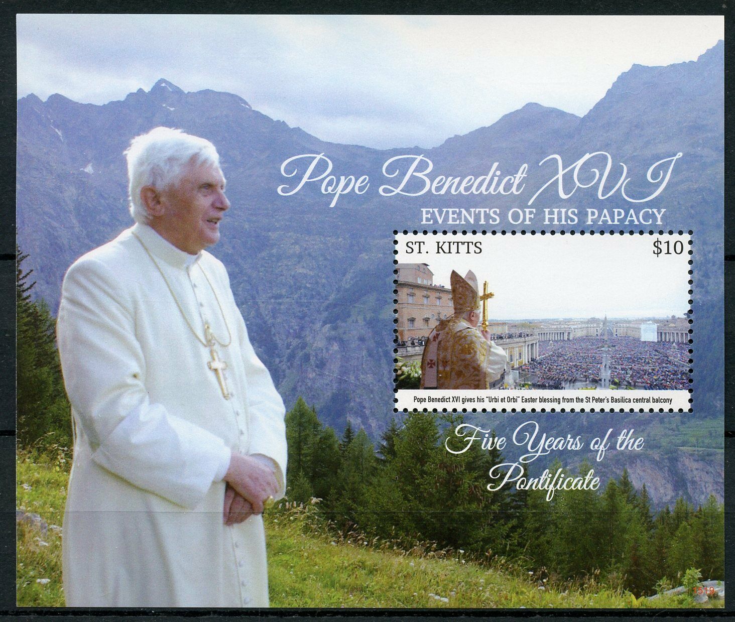 St Kitts 2015 MNH Pope Benedict XVI Events Papacy 1v S/S Popes Stamps