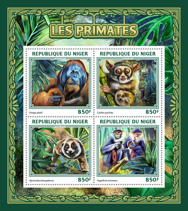 Niger 2016 MNH Primates 4v M/S Orangutans Monkeys Wild Animals Stamps