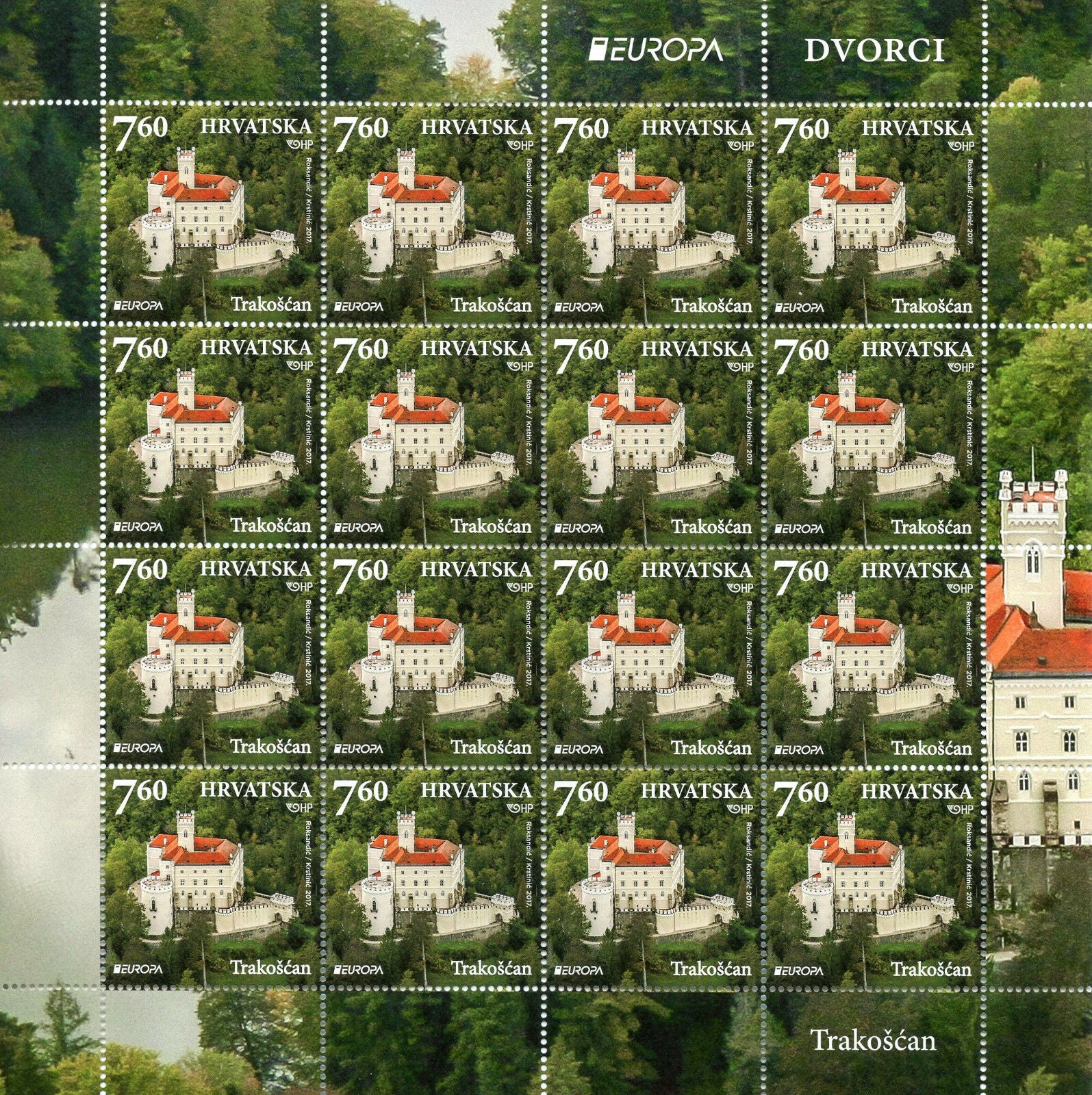 Croatia 2017 MNH Castles Europa Veliki Tabor Trakoscan Castle 2x 16v M/S Stamps