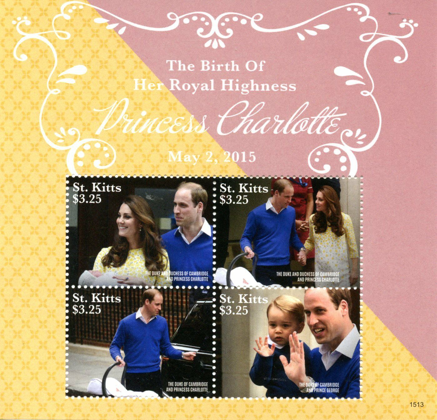 St Kitts 2015 MNH Princess Charlotte Birth Royal Baby 4v M/S William Kate Stamps