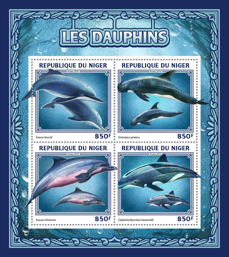 Niger 2016 MNH Dolphins 4v M/S Chinese White Dolphin Marine Animals Stamps