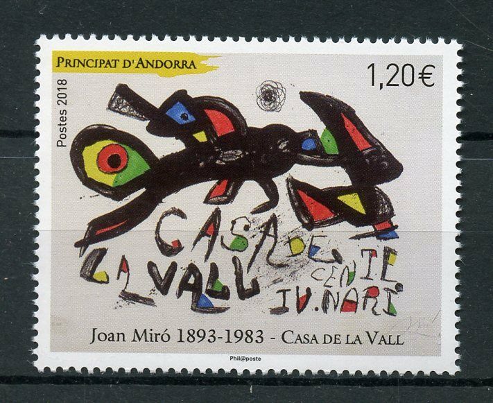 French Andorra 2018 MNH Joan Miro Casa de la Vall 1v Set Art Paintings Stamps