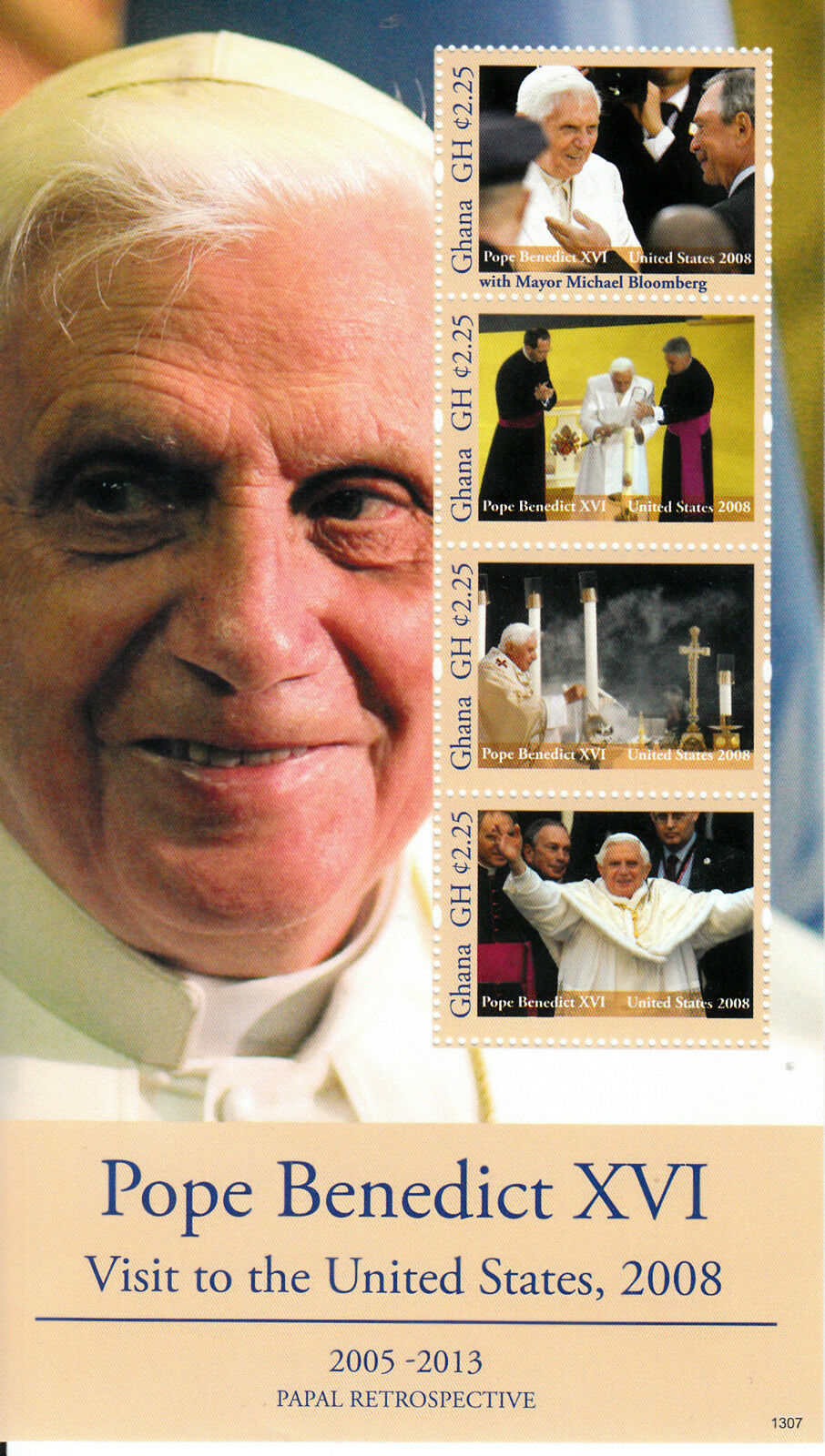 Ghana 2013 MNH Papal Retrospective Pope Benedict XVI Visit United States 4v M/S